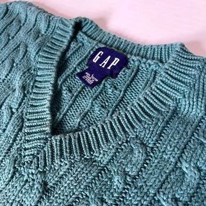 Gap Green Cable Knit V Neck Sweater